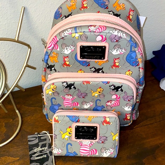 Disney Handbags - *NWT Disney Cats Loungefly Mini Backpack & wallet set